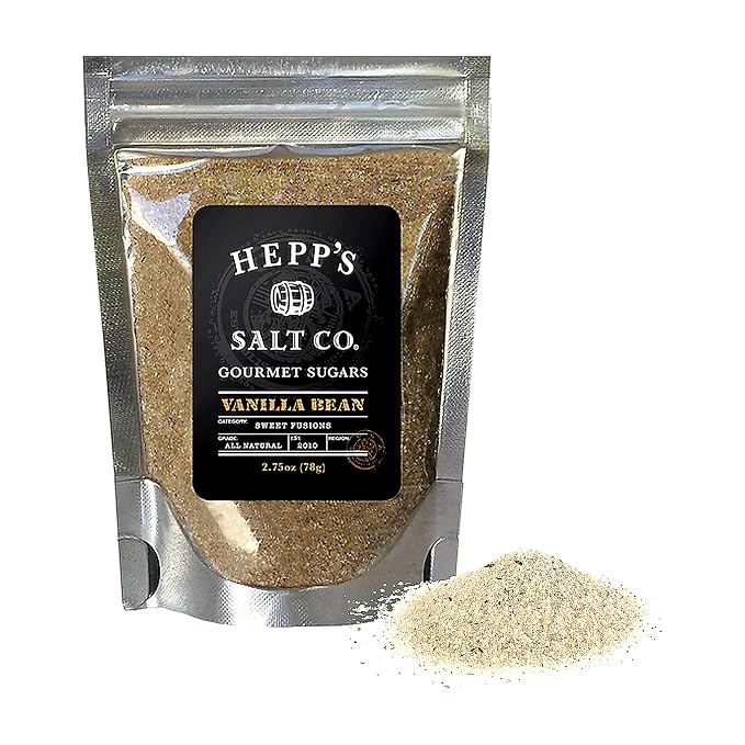 HEPP’S Salt Co. Vanilla Bean Sugar | Artisan Gourmet Sugar with Organic Cane Sugar & Real Tahitian Vanilla Bean | Small-Batch Vanilla Sugar for Baking, Coffee, Cocktail Rims & Dessert Finishing
