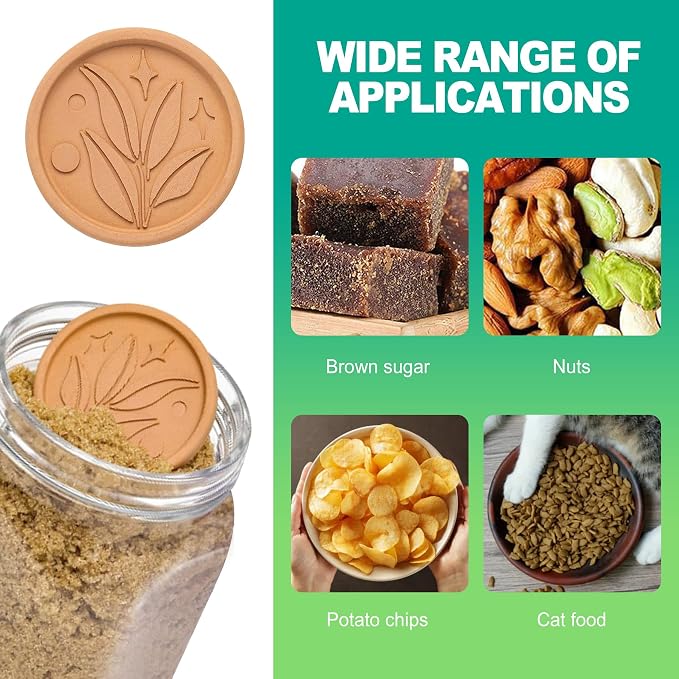 slaixiu 2PCS Reusable Brown Sugar Saver - Food-Safe Terracotta Clay Disc to Keep Sugar Moist, Baking & Storage Essential