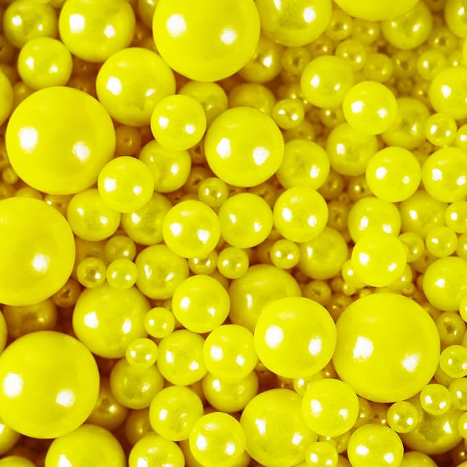 Kasvan Yellow Pearl Sugar Sprinkles - Edible Candy Pearls 130g/4.58 Oz, Mix Size, Baking Cake Decorations, Ice Cream Toppings and Cookie Decorating, Wedding Party Chirstmas Supplies