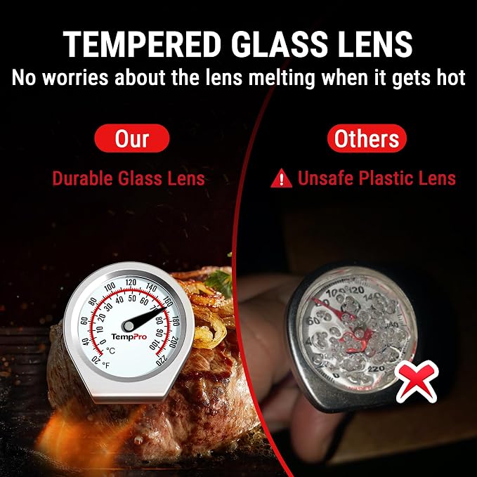 TempPro Dial Instant Read Meat Thermometer for Cooking, Grill Food Thermometer with Glass Lens, Portable Kitchen Thermometer for Liquid, Steak, Turkey Temp Checking (Previously ThermoPro)