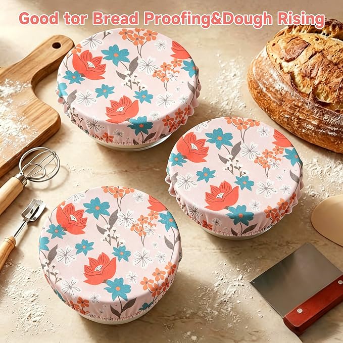 Bowl Covers Reusable Bread Proofing Bowl Covers Sourdough Bread Baking Accessories, Flowers