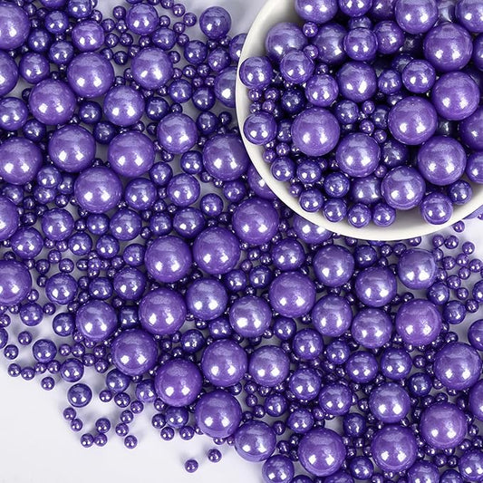 Edible Purple Pearl Sprinkles for Cake Decorating,Pearls Sugar Sprinkle,130g/4.58oz Mix Size,Baking Edible Cake Decorations Candy,Cupcake Toppers,Cookie Decorating Donuts Ice Cream Toppings,Wedding Birthday Party Supplies