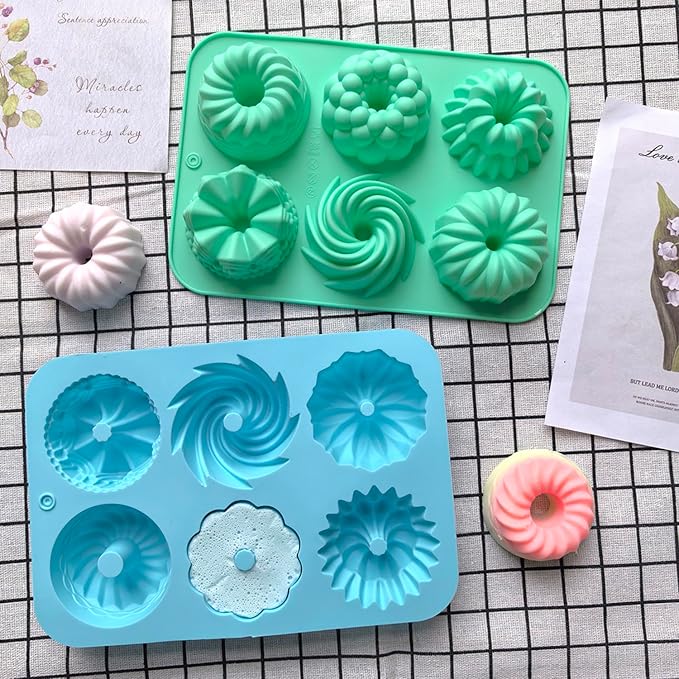 3pcs Silicone Donut Baking Molds,Multicolor Doughnut Pans,6-Cavity Designs Donut Flower And Swirl Shaped,Suitable for Crafting Delectable Desserts