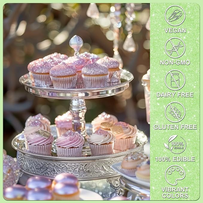 Olive Green Edible Glitter - 5g Food Grade Cake Decorating Shimmering Glitter, Edible Sprinkle Luster Dust for Drinks, Chocolates, Fondant, Strawberries, Cupcakes, Candy, Easter Cookie - Vegan