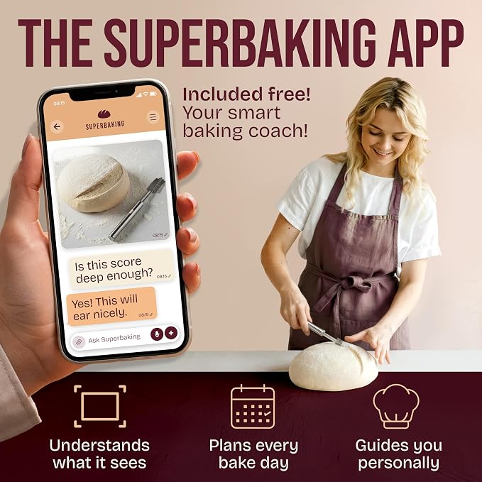 Superbaking Bread Lame - Sourdough Scoring Tool with 5 Replacement Blades - Baking Supplies for Home Bakers - Sourdough Razor Scorer - Bread Making Tools - Gift for Bakers - Stainless Steel Handle