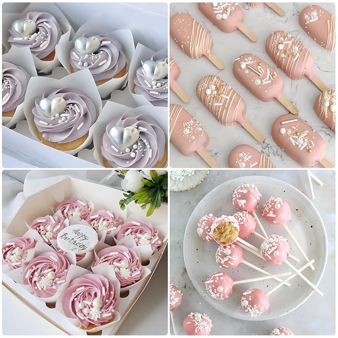 White Mix Sugar Sprinkles Edible Pearl Sugar Sprinkle Candy Pearls 118g/4.16 Oz White Sprinkles Sugars Pearl for Cake Decorating Edible Ball Sprinkle Ice Cream Toppings Wedding Chirstmas Supplies