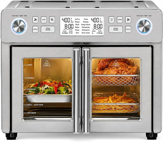 Emeril Lagasse Dual Zone 360 Air Fryer Oven Combo with French Door, 25 QT Extra Large, Cook Two Foods in Different Ways, Up to 60% Faster from Frozen to Finish