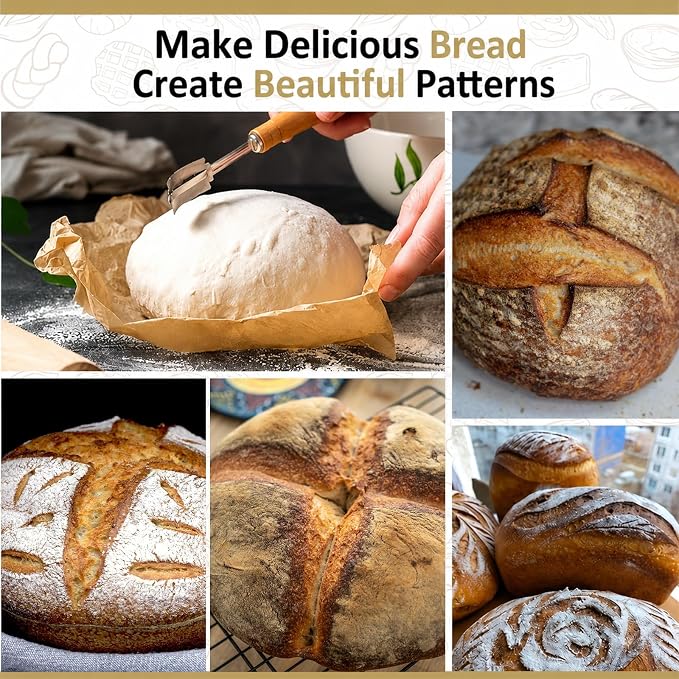 15 PCS Sourdough Bread Baking set, 9 in Rattan Basket Bread Proofer, Sourdough Fermentation Kit, Bread Making Tool Set, a Sourdough Baking Set Gift for Baking Enthusiasts, Women, Wives, and Mothers