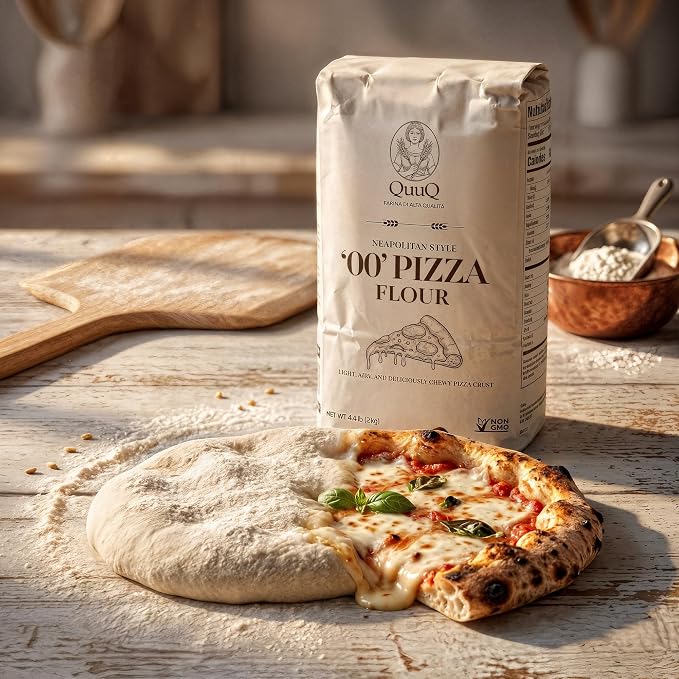 QuuQ 00 Pizza Flour 2 Pack 8.8 lb (4 kg), Type 00 Flour, Neapolitan Style, Ultra Fine Grind, Unbleached Unbromated Non-GMO Enriched Wheat Flour, Wood Fired and Home Oven Baking