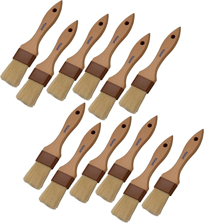 SPARTA Kitchen Basting Brush – 4037400 Basting Brush for Cooking Flat Boar Bristle Brush, Hardwood Handle for Kitchens, Restaurants, Catering, High Heat Food Prep, 2in, Pack of 12
