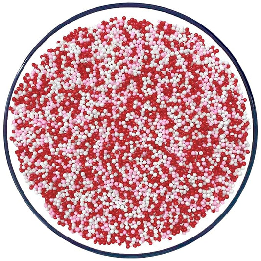 Sentovac Valentine Nonpareils Sprinkles Edible 2mm Mini Peals Red Pink White Sprinkle for Cake Decorating Sugar Candy Cookie Cupcake Topper Baking Decorations Valentine Wedding Supplies