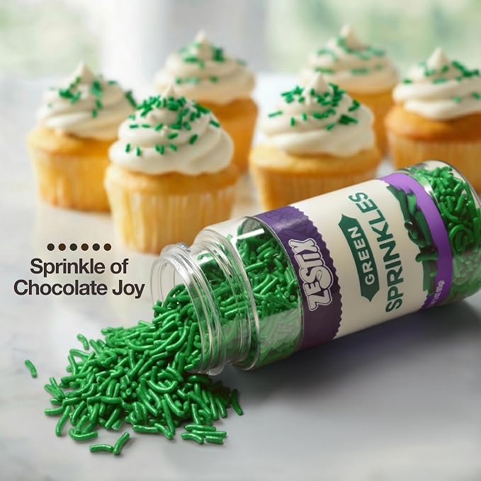 Green Sprinkles – 3 oz Bottle Green Jimmies for Decorating Cookies, Cupcakes & Cakes | Perfect Dessert Topping for Baking, Holidays & Parties