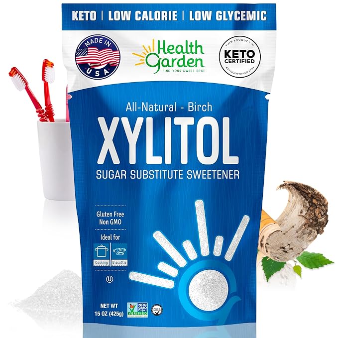 Health Garden Birch Xylitol Sweetener, 15 oz Bag – 100% Birch-Derived Xylitol Sugar Substitute for Baking & Coffee, 1:1 Sugar Replacement, Supports Teeth, Keto, Vegan, Non-GMO