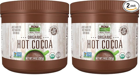 NOW Foods, Cocoa Lovers™ Organic Hot Cocoa, Instant, Rich Milk Chocolate Taste, Low-Fat and Gluten-Free, 14-Ounce (Pack of 2)