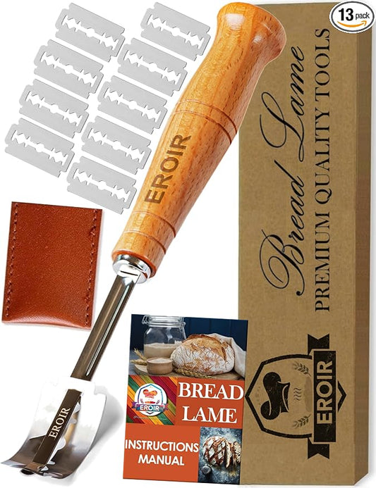 EROIR Bread Lame Dough Scoring Tool, 10 Blades and Protective Leather Cover for Sourdough Breads
