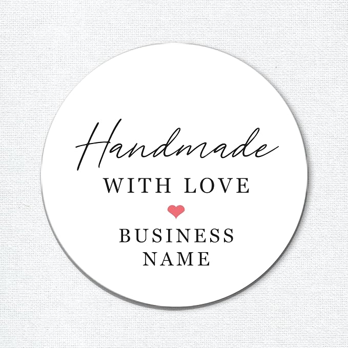 Handmade with Love Small Business Product Stickers, Homemade Business Packaging Labels, Thank You Stickers