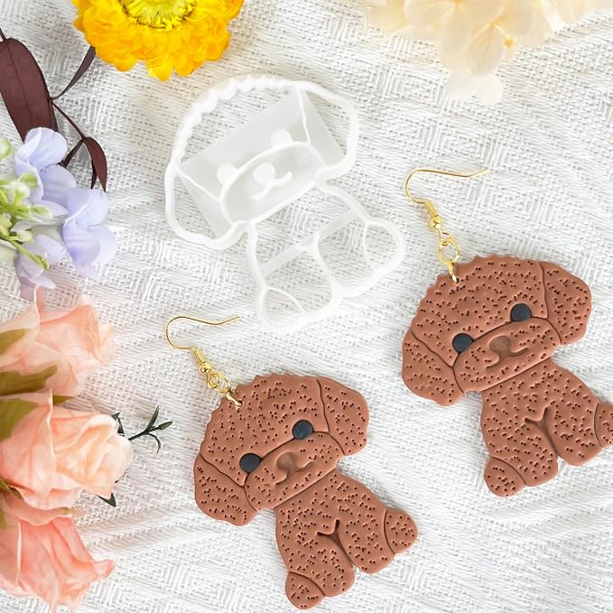 Xaekicr Poodle Dog Polymer Clay Cutters for Earrings – Cute Puppy Clay Cutters for Polymer Clay Jewelry Making – Animal Clay Earring Cutters and DIY Clay Tools – 1 Piece