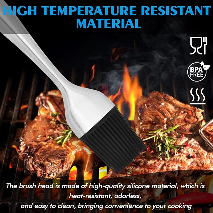 Basting Brush 2PCS Stainless Steel Sauce Brush 12.6 in and 8.46 in Long Handle Oil Brushes Heat Insulation Anti Scalding Cooking Brush for Pastry Sauce BBQ Grill