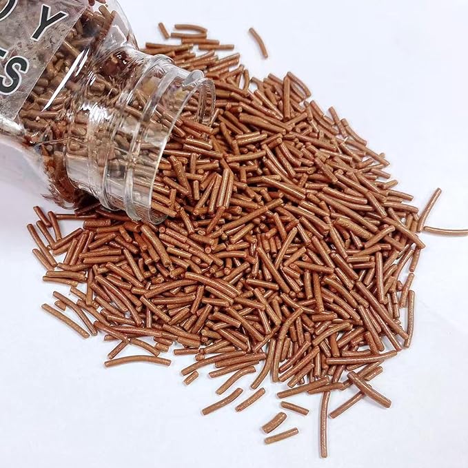 Sentovac Brown Jimmies Sprinkles Edible for Cake Decorating Brown Sprinkles Sugar Candy Cookie Cupcake Topper Ice Cream Baking Decorations Wedding Halloween Christmas Supplies 3.53oz