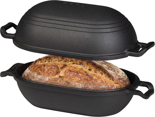 Cast Iron Loaf Pan with Lid-Bread Baking Pan for Sourdough,Pre-Seasoned Dutch Oven, 11 X 7 Inch Loaf Pans for Homemade,Heavy Duty with Even Heating