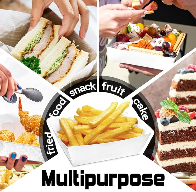 50 Pack Plastic Charcuterie Boxes with Clear Lids, 5" Small Paper to Go Food Container for Sandwich Salad Snack, Disposable Mini Bakery Dessert Boxes for Cupcakes Slice Cookies Strawberry White