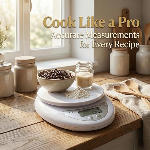 Digital Kitchen Scale – Food Scale for Cooking & Baking (5 kg/11 lb) – High-Precision Weight Scale in Grams Oz Lb – Stainless Platform with LCD Display & Tare Function – Batteries Included