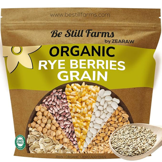 Be Still Farms Organic Rye Berries Bulk (5.8 lb) - Whole Rye Grain Seeds - Kernels Great for Flour, Bread, Cereal - High in Fiber & Protein | USA Grown | USDA Certified | Vegan | Non-GMO