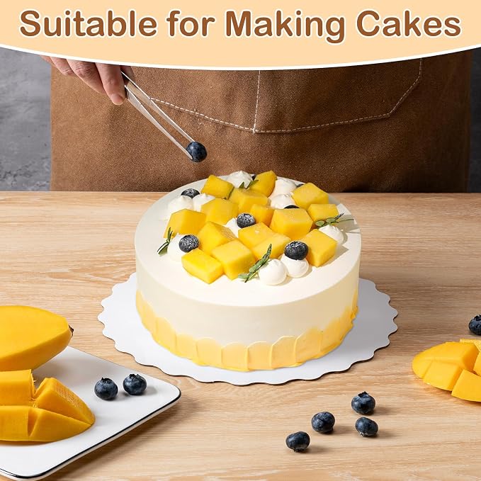 6 Pcs Wave Cake Boards,White Wave Cake Boards 10 inch Round,100%Food-graded Cardboard Cake Rounds,Waterproof and Oil-proof Cake Base for Cake DIY, Wedding, Birthday, Dessert, Pizza & Exhibition