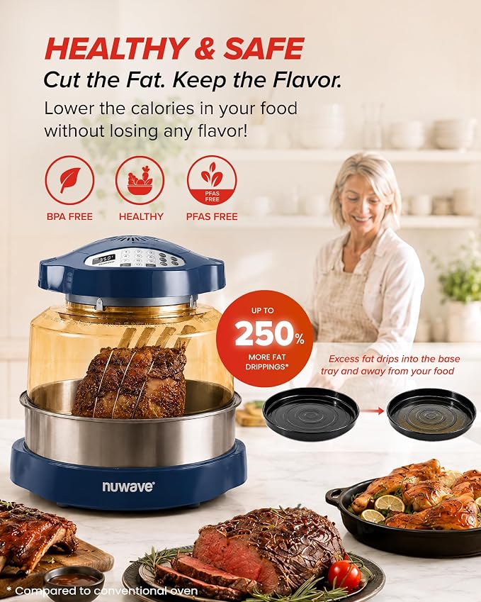 Nuwave Pro Plus 2 Countertop Infrared Oven with Stainless Steel Extender Ring, Triple Combo Cooking Power, Adjustable Temperature Control, Large Capacity Roaster, Air Fryer & Convection Oven, 20672V01