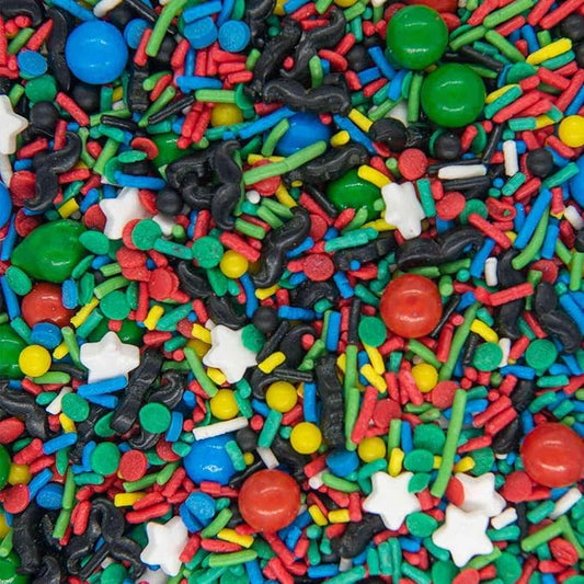 BakeBright Super Mario Sprinkles - Edible Super Mario Birthday Decorations for Vibrant Cake Cupcake Toppers Mario Luigi Toad Themed Celebrations Star & Mustache Sprinkles, Made in USA