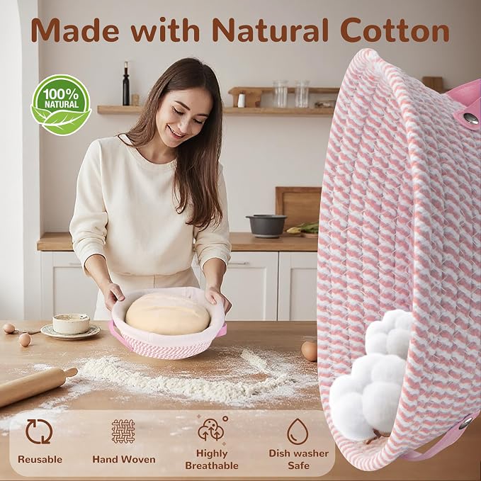 Sourdough Starter Kit, 9" Round and 10" Oval Banneton Bread Baking Supplies, Bread Making Tools Kit, Sourdough Proofing Basket, Sourdough Kit Gifts for Bakers Women Wife Mom