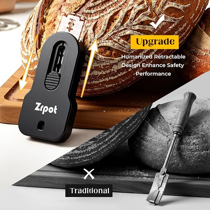 2 pcs Bread Lame, Extractable & Magnetic Sourdough Scoring Tool | Bread Knife for Homemade Bread, Sourdough Scorer Tool, Includes 10 Replace Blade, Dough Scoring Tool