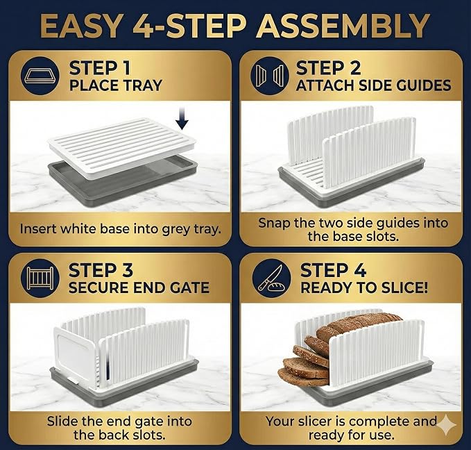 Professional Bread Slicer Guide Precision Loaf Cutter with Non-Slip Base for Perfect, Even Slices Artisan Sourdough Bread
