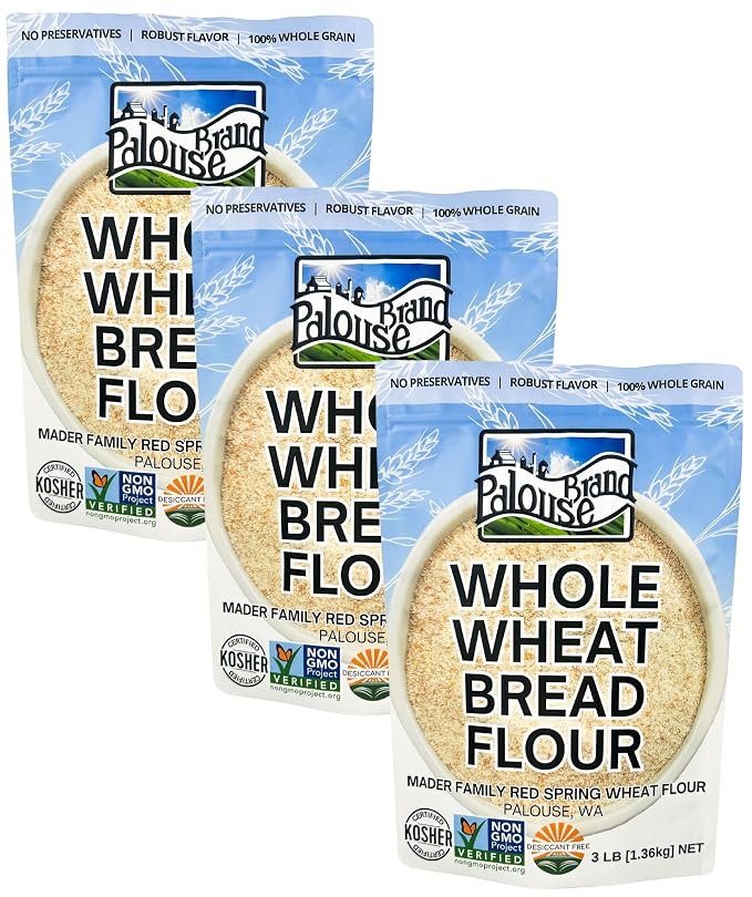 Palouse Brand Certified Glyphosate Residue Free Bread Flour | 9 LBS | Whole Wheat Unbleached | Non-GMO | 100% Non-Irradiated | Kosher | USA Grown | Field Traced | Resealable Bag