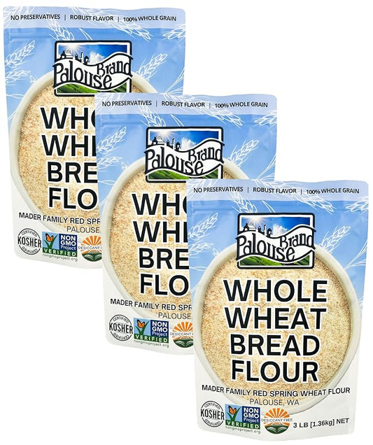Palouse Brand Certified Glyphosate Residue Free Bread Flour | 9 LBS | Whole Wheat Unbleached | Non-GMO | 100% Non-Irradiated | Kosher | USA Grown | Field Traced | Resealable Bag