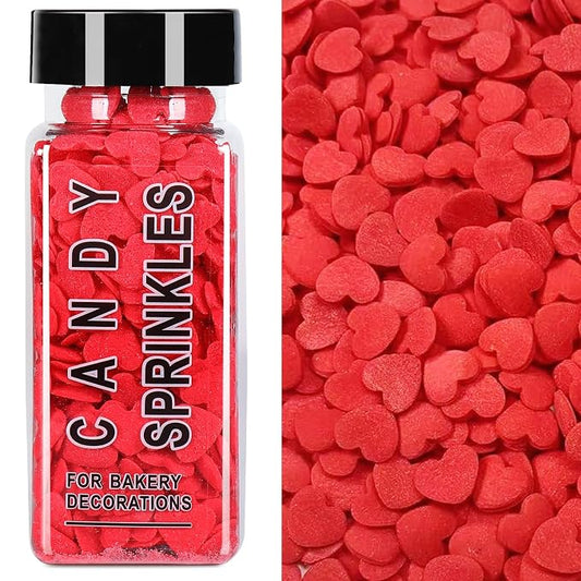 Valentines Sprinkles, Red Heart Sprinkles for Cake Decorating, Heart Sprinkles Edible for Baking, Ice Cream, Cookies, Cupcake Topper