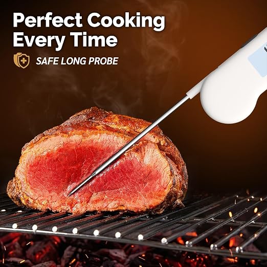 0.5 Sec Instant Read Grill Meat Thermometer Digital Food Cooking BBQ, White