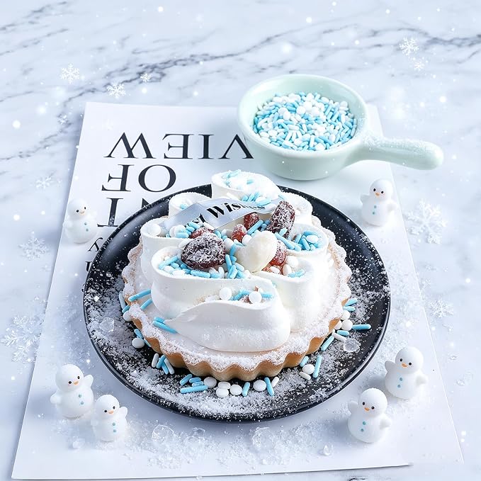 Blue Sprinkles, Blue White Winter Sprinkle with Nonpareils Jimmies Confetti | Edible Cake Decorations for Baking, Ice Cream, Cookies, Cupcakes, Baby Shower Gender Reveal Frozen Birthday Party Supplies