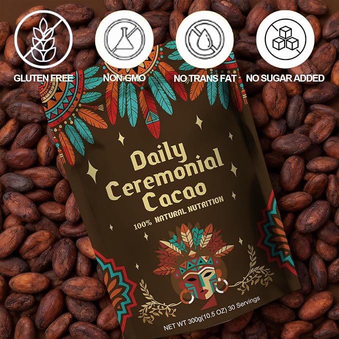 Ceremonial Grade Cacao Powder | High in Flavanol Antioxidants, Magnesium & Theobromine | Supports Mental Clarity, Focus & Natural Energy | Zero Sugar, Pure & Natural Superfood (chocolate)