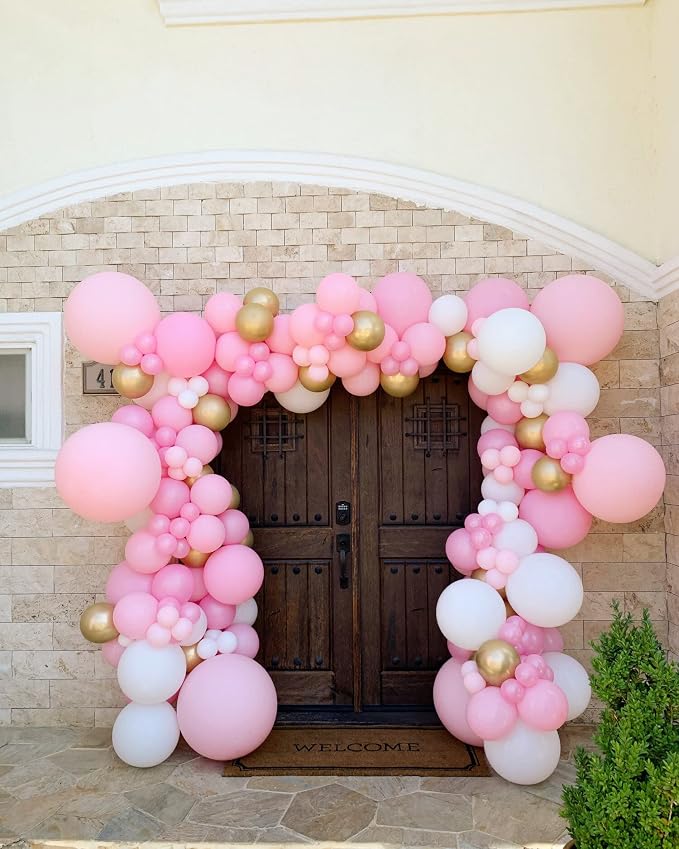 Voircoloria 105pcs Light Pink Balloons 12inch Pastel Pink Balloons for Boys Girls Birthday Baby Shower Gender Reveal Wedding Decorations