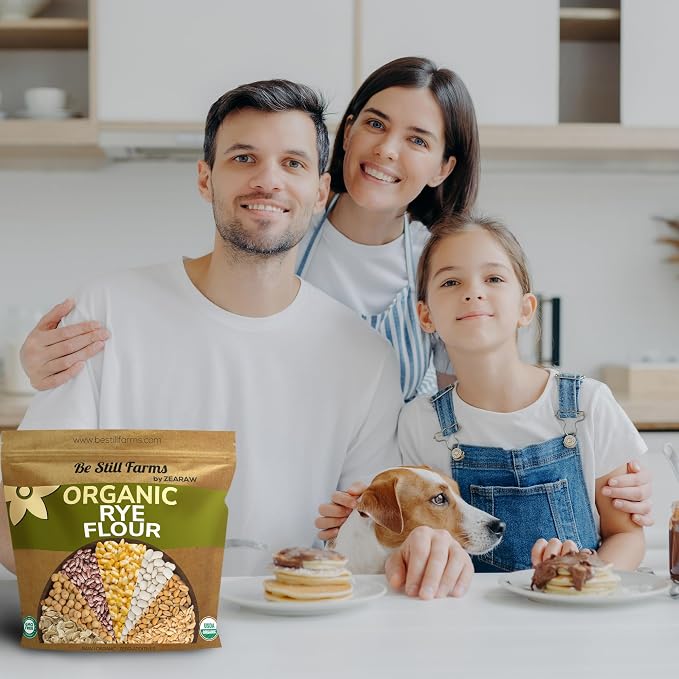 Be Still Farms Organic Rye Flour For Bread Bulk (5.8 lb) - Bread Flour for Baking - Great for Bread Machine, Pumpernickel - 100% Whole Rye Grain | USA Grown | USDA Certified | Vegan | Non-GMO