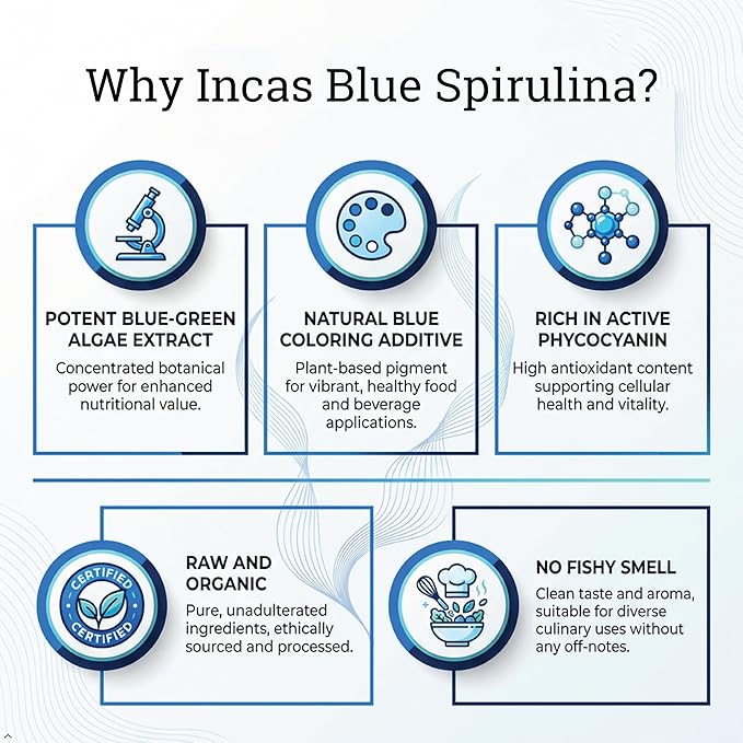 USDA Organic Blue Spirulina Powder (Phycocyanin Extract), No Fishy Smell, 100% Vegan Protein from Blue-Green Algae, 28 Servings, Natural Food Coloring for Smoothies, Baking & Drinks (1 Ounce)