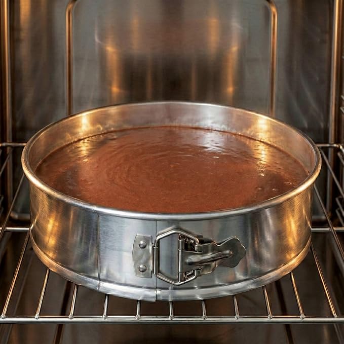 Restaurantware Met Lux 12 Inch Round Cake Pan 1 Springform Springform Pan - Removable Bottom Release Latch Silver Aluminum Cheesecake Pan For Baking Desserts
