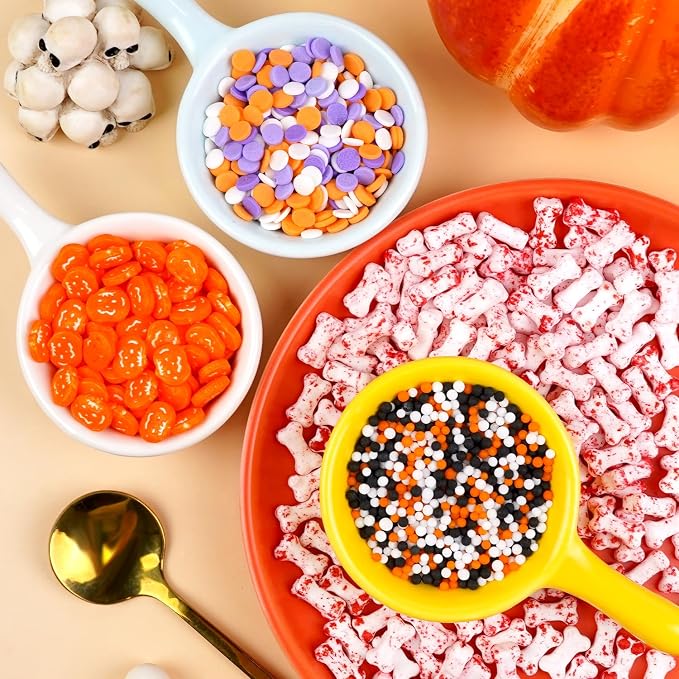Dazzjoy Halloween Pumpkin Sprinkles, 150g/5.29oz, Edible Orange Sprinkles for Cake Decorating, Edible Cake Decoration & Cupcake Topper