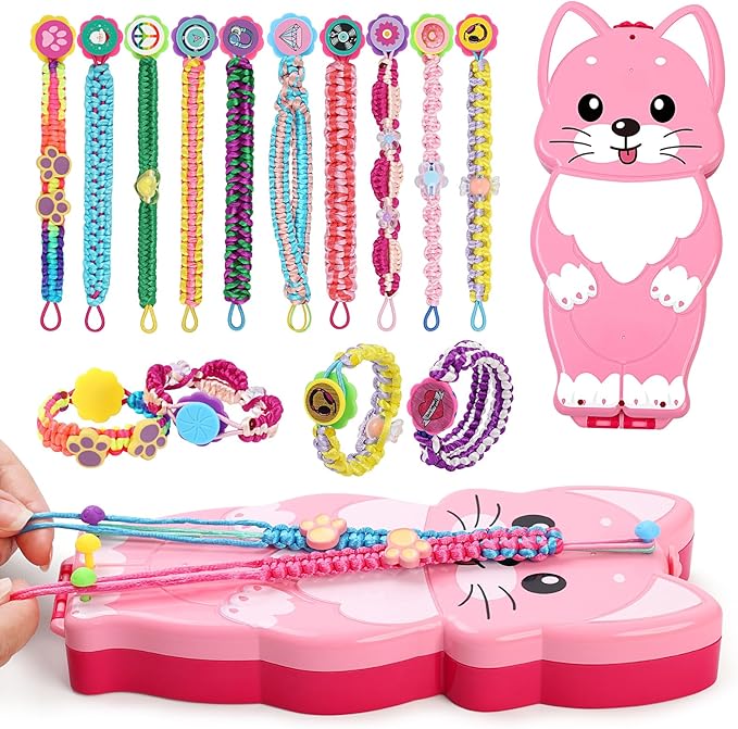 morwant Cat-Shaped Friendship Bracelet Maker - DIY Jewelry Craft Kit for Girls Ages 8-12, Makes Up to 15 Bracelets | Creative Birthday Gift, Summer Camp Activity, Party Favors & Playdate Toy