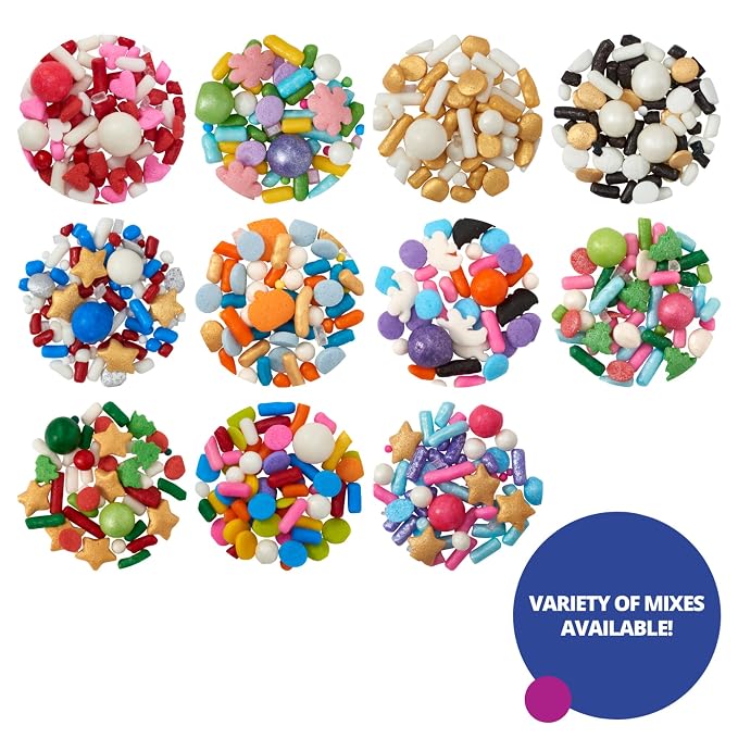 DECOPAC Merry & Bright Deluxe Fusion Mix Candy Sprinkles, 26oz, Fancy Christmas Sprinkles, Edible Festive Sprinkles For Celebration Cakes, Cupcakes, Cookies and Donuts, Multi