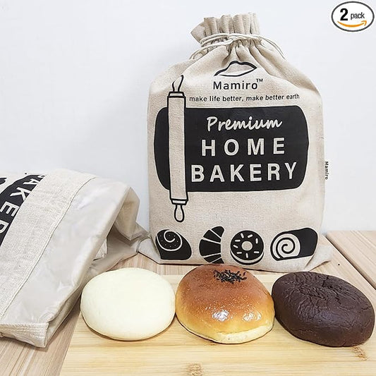 Bread Bags for Homemade Bread - 2 Pack Eco-Friendly Lining, XL Reusable Linen Bag for Fresh & Soft Homemade Sourdough Storage, Cloth Saver Bag for Sourdough 18” x 13"