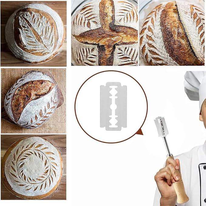 Bread Lame Blades, 20-Pack Bread Lame Blades Refill, Bread Scoring Blade Replacement, 6Cr13 Surgical-Grade Stainless Steel Blades - Precision Razor Blades Designed for Sourdough Bread Scoring