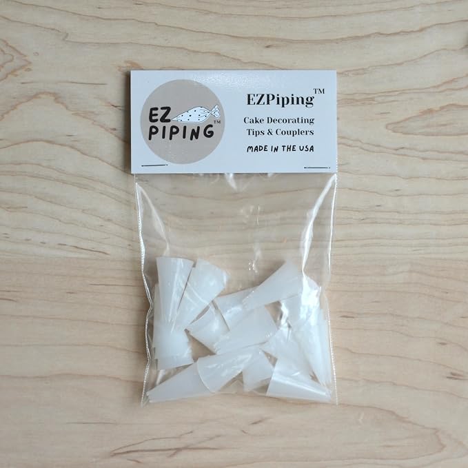 Reusable Plastic Piping Tips Standard Size Star Tip #19 20 PacK with 2 Couplers Icing Nozzles for Cake Decoration Dessert Design Baking Supplies and Piping Bags Base Ø 0.75" Height 1.25"