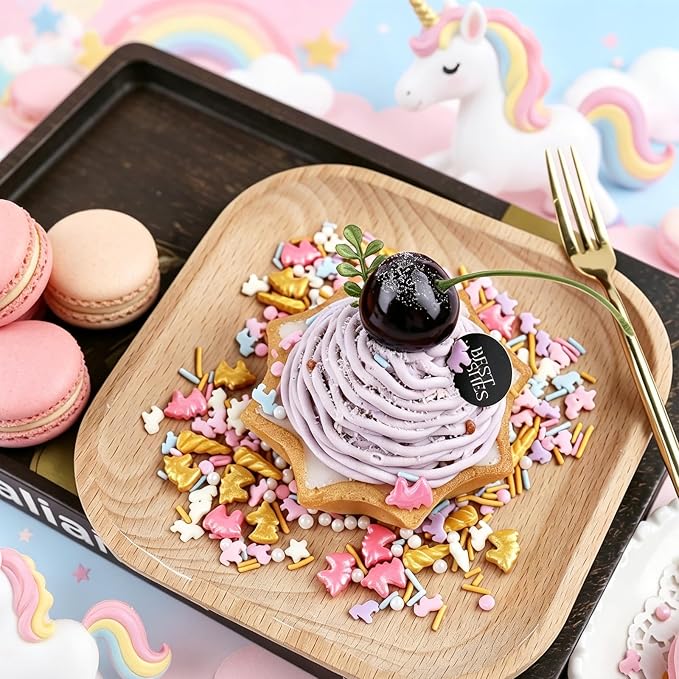 Unicorn Sprinkles for Cake Decorating – Edible Gold Unicorn Horn, Pastel Confetti & Jimmies Sprinkles Mix for Cupcakes, Ice Cream & Birthday Dessert Toppers